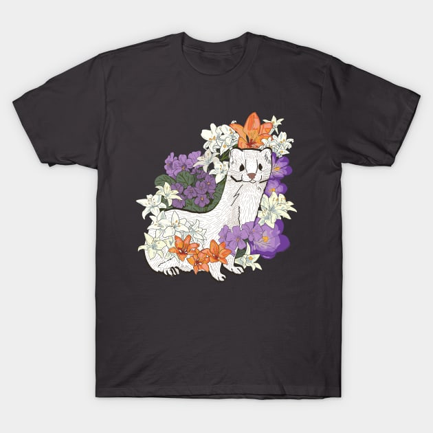 Weasel & Lilies & Violets T-Shirt by theartfulscientist